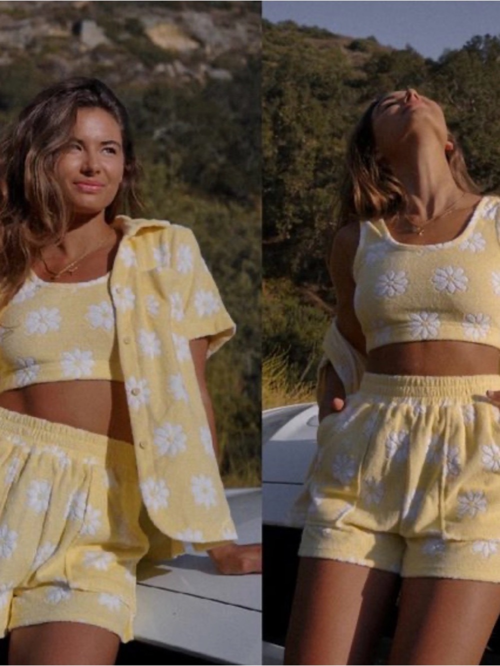 Yellow Floral Terry Cloth set